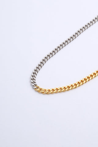 Gold and silver curb chain necklace