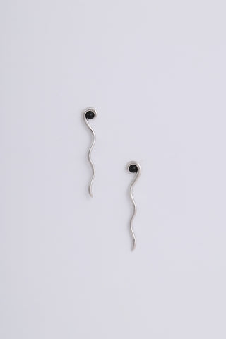Abra Earrings Silver/Black Onyx
