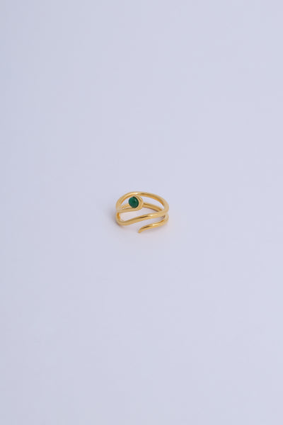 Desi Ring Gold/Green Onyx