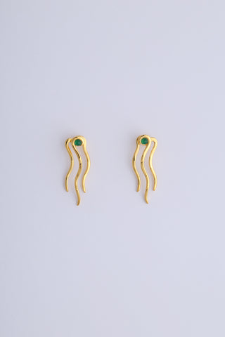Dries Earrings Gold/Green Onyx