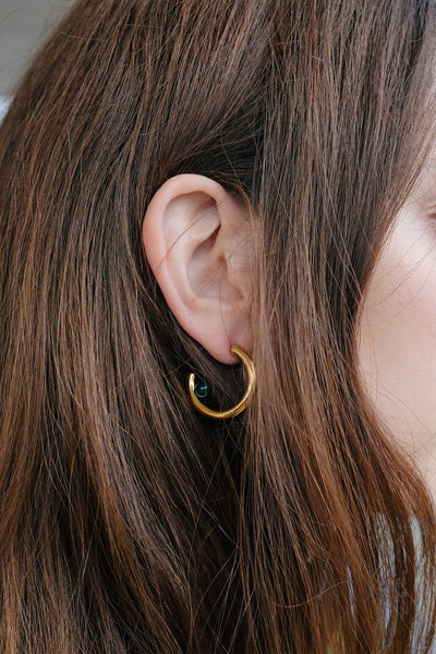 Luna Earrings Gold & Green Onyx