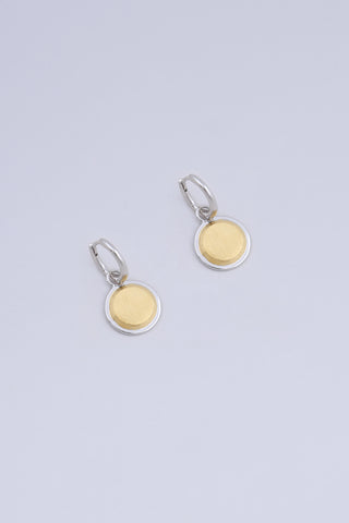 Eama Circle Earrings Silver with Gold Ridge