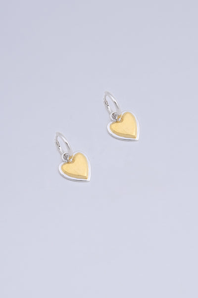 Eama Heart Earrings Silver with Gold Ridge