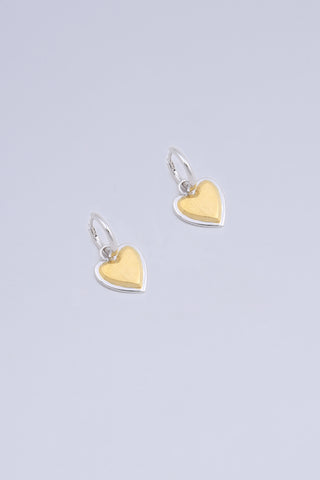 Eama Heart Earrings Silver with Gold Ridge