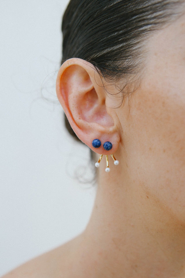 Orlo Earrings Gold Lapis Lazuli Miro Miro Studio Australian