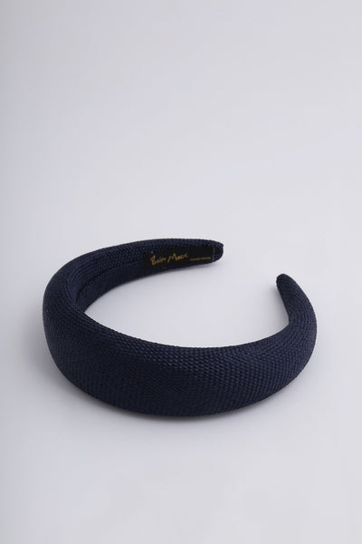 Paris Mode Padded Wicker Headband Navy